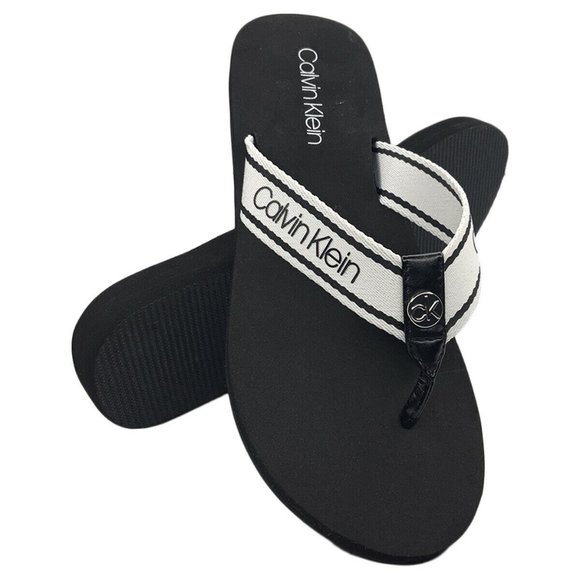 Calvin Klein Shoes - NWT CALVIN KLEIN AUTHENTIC CALEE2 WOMEN'S BLACK FABRIC STRAPS SLIP ON SANDALS